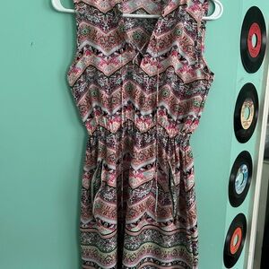 Colorful Patterned Sleeveless Dress